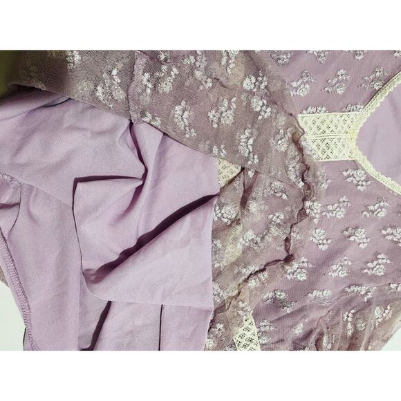 Notations VTG Y2K blouse sheer lace top empire waist romantic cottage women M - Picture 5 of 7